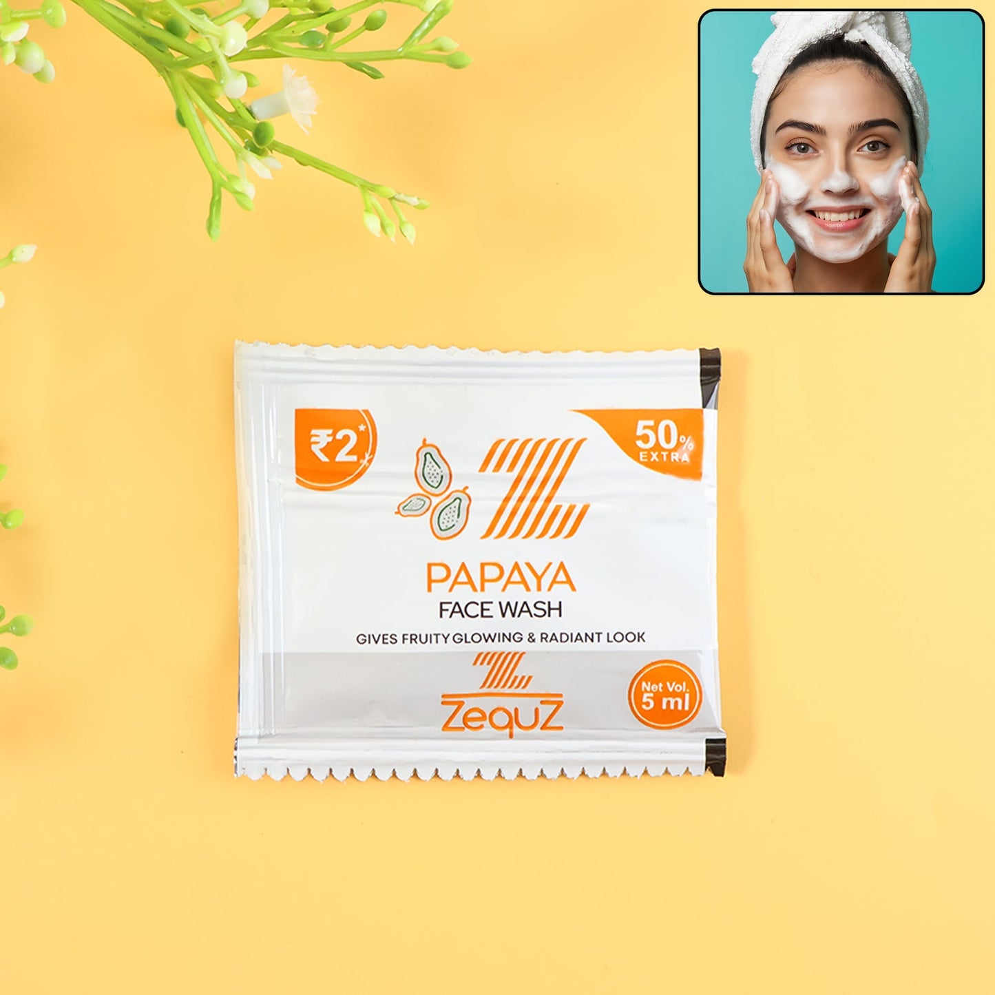 Zequz Papaya Face Wash Sachet (5 ML / 1 Pc)